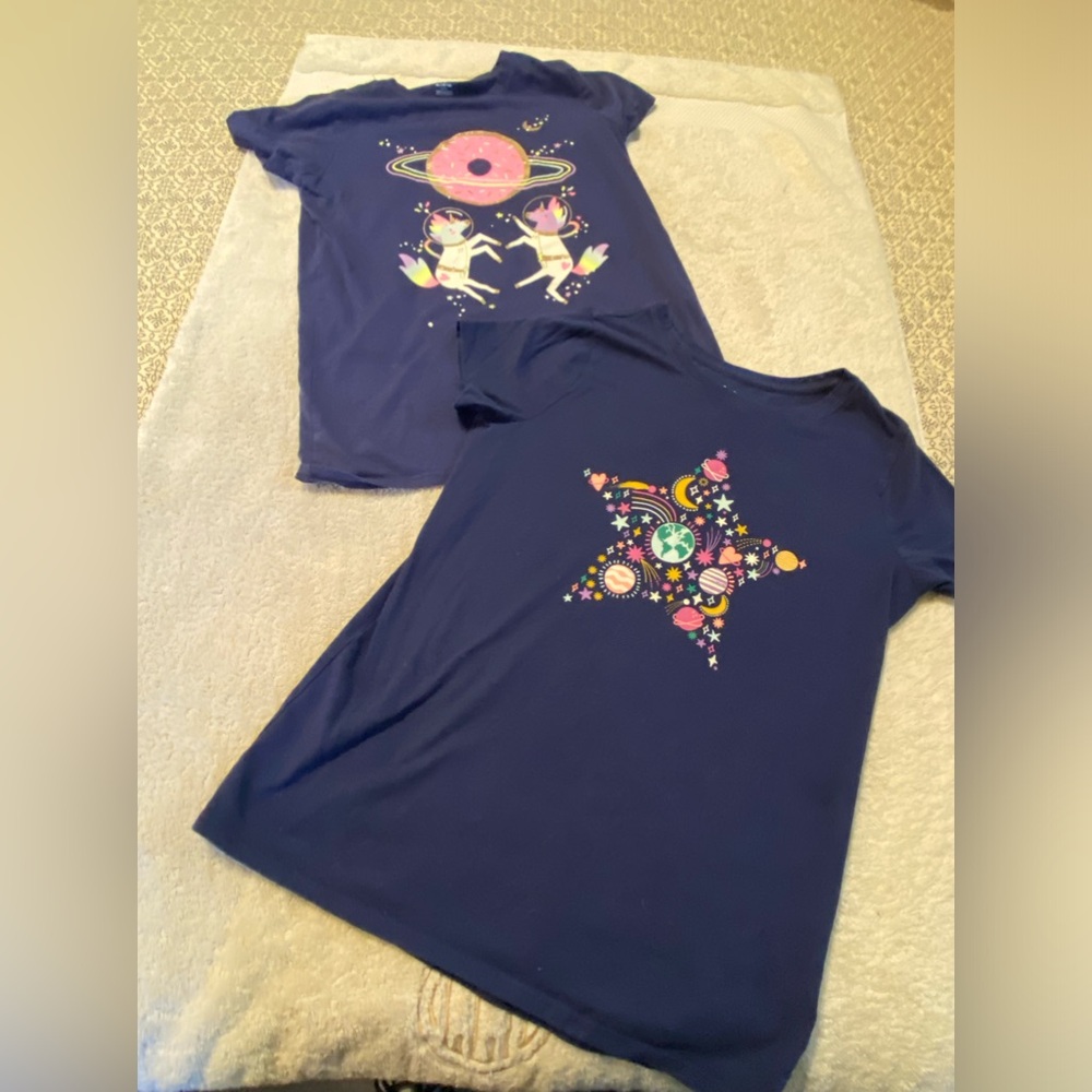 Girls size Cat & Jack XL (14-16) navy tee shirts